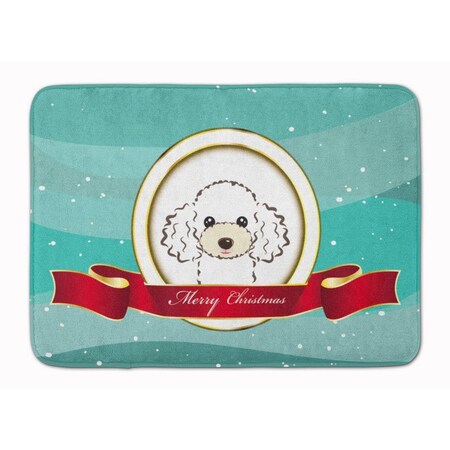 Carolines Treasures White Poodle Merry Christmas Machine Washable Memory Foam Mat BB1567RUG